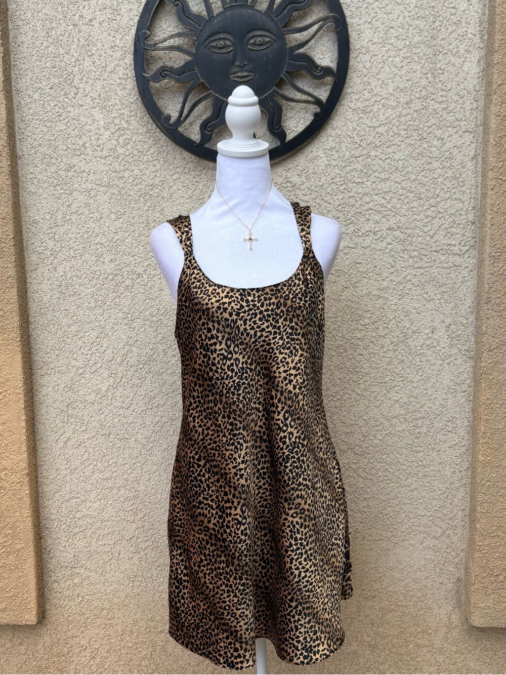 Amanda Stewart 90s Leopard Mini Satin Sleep Dress Vintage Sleepwear